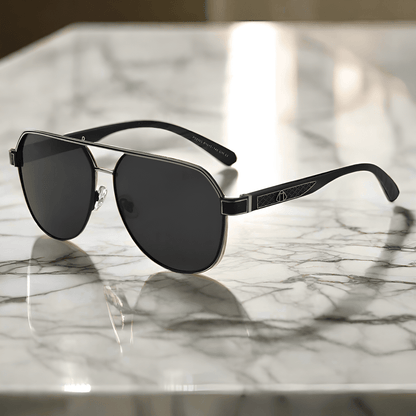 THE MEN THING Sunglasses 2105 DARK HEX -  Aviator  Style - HD Polarised Sunglasses for Men - UV400 Protection, Stainless Steel Frame
