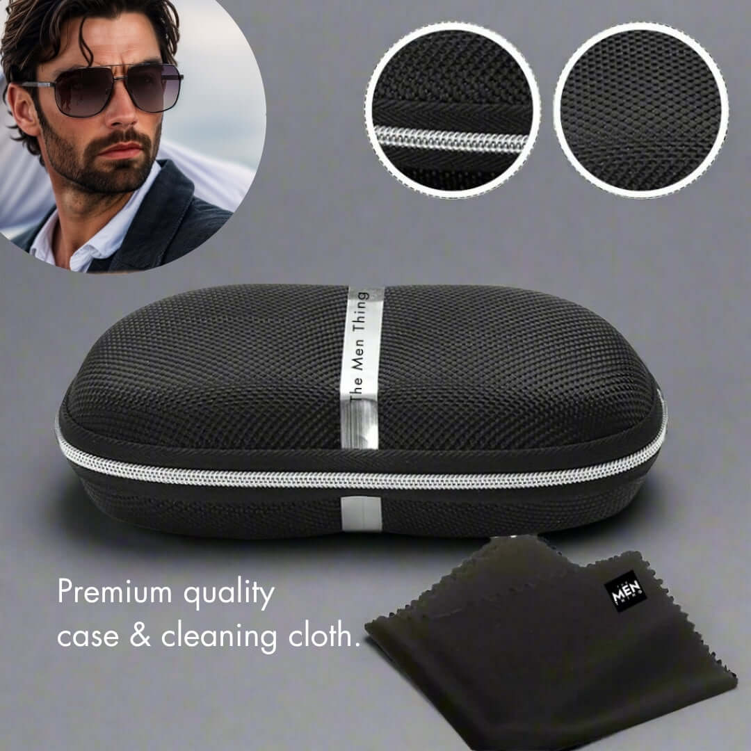 THE MEN THING Sunglasses 2109 SHADOW LUXE -  Double Bridge Aviator Style - HD Polarised Sunglasses for Men - UV400 Protection, Stainless Steel Frame