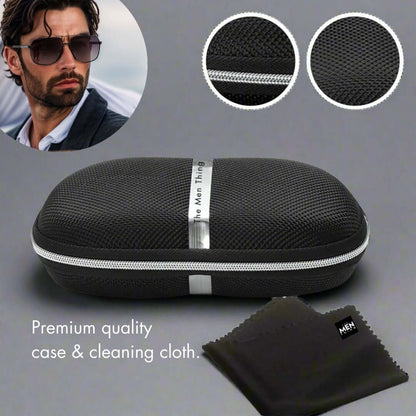 THE MEN THING Sunglasses 2109 SHADOW LUXE -  Double Bridge Aviator Style - HD Polarised Sunglasses for Men - UV400 Protection, Stainless Steel Frame