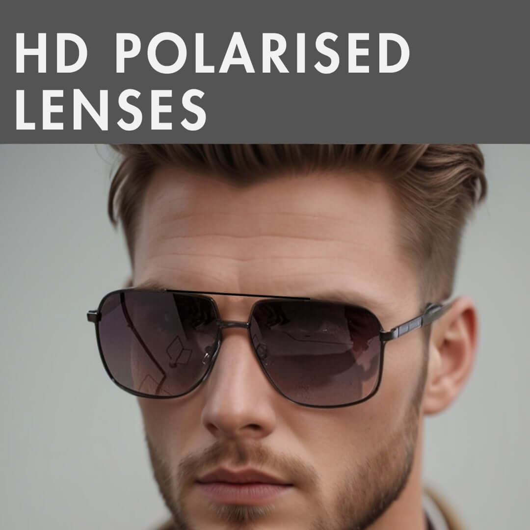 THE MEN THING Sunglasses 2109 SHADOW LUXE -  Double Bridge Aviator Style - HD Polarised Sunglasses for Men - UV400 Protection, Stainless Steel Frame