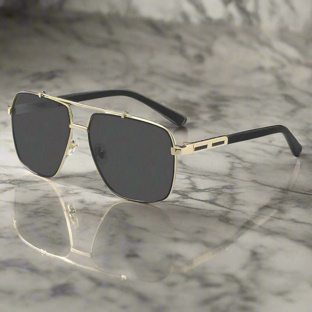 THE MEN THING Sunglasses 2109 SHADOW LUXE -  Double Bridge Aviator Style - HD Polarised Sunglasses for Men - UV400 Protection, Stainless Steel Frame