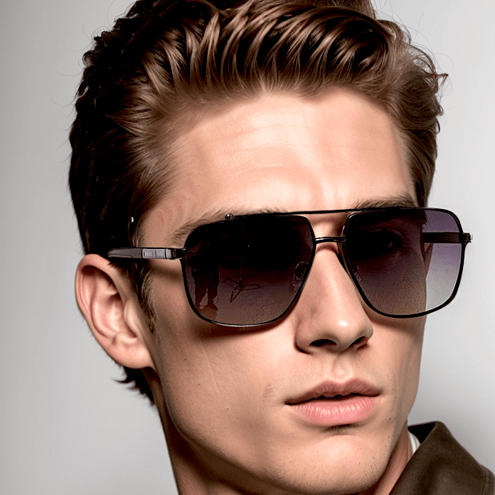 THE MEN THING Sunglasses 2109 SHADOW LUXE -  Double Bridge Aviator Style - HD Polarised Sunglasses for Men - UV400 Protection, Stainless Steel Frame