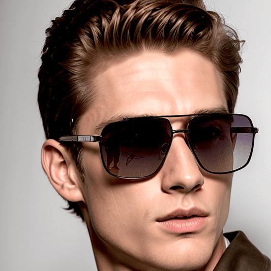 THE MEN THING Sunglasses 2109 SHADOW LUXE -  Double Bridge Aviator Style - HD Polarised Sunglasses for Men - UV400 Protection, Stainless Steel Frame