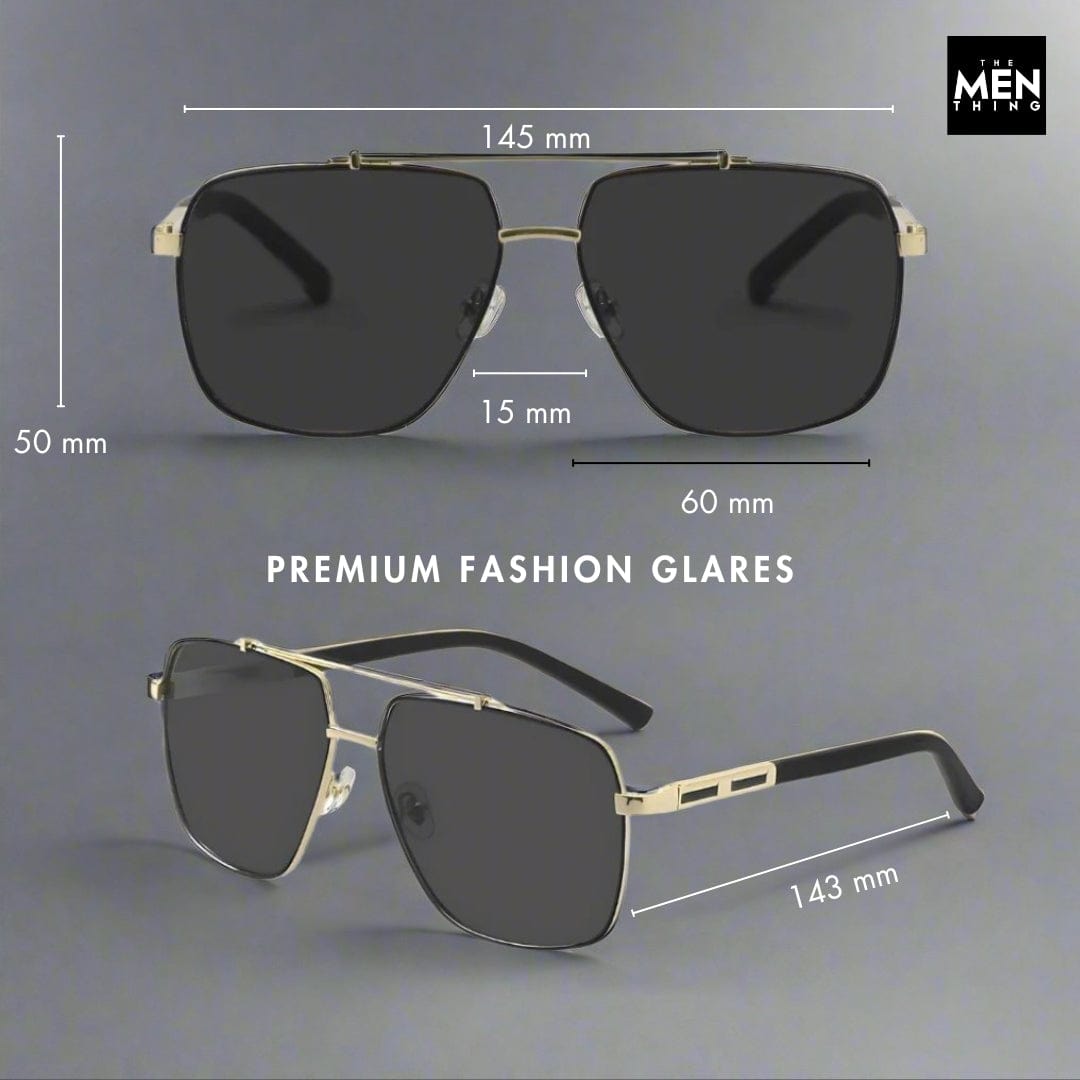 THE MEN THING Sunglasses 2109 SHADOW LUXE -  Double Bridge Aviator Style - HD Polarised Sunglasses for Men - UV400 Protection, Stainless Steel Frame