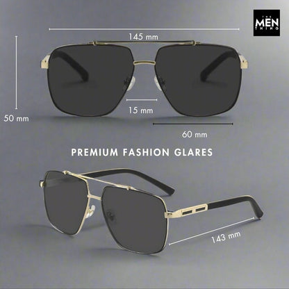 THE MEN THING Sunglasses 2109 SHADOW LUXE -  Double Bridge Aviator Style - HD Polarised Sunglasses for Men - UV400 Protection, Stainless Steel Frame