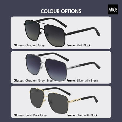 THE MEN THING Sunglasses 2109 SHADOW LUXE -  Double Bridge Aviator Style - HD Polarised Sunglasses for Men - UV400 Protection, Stainless Steel Frame