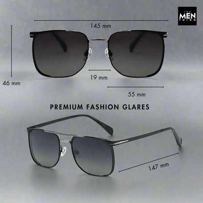 THE MEN THING Sunglasses 2110 MIDNIGHT EDGE  -  Square Aviator Style - HD Polarised Sunglasses for Men - UV400 Protection, Stainless Steel Frame