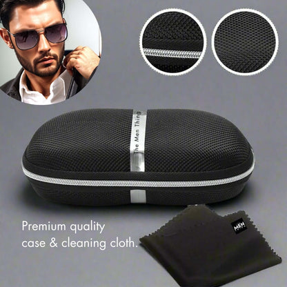 THE MEN THING Sunglasses 2110 MIDNIGHT EDGE  -  Square Aviator Style - HD Polarised Sunglasses for Men - UV400 Protection, Stainless Steel Frame
