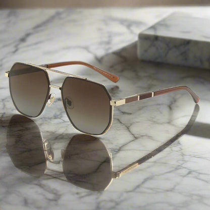 THE MEN THING Sunglasses 2114 STELLAR ANGLES -  Geometric Aviator Style - HD Polarised Sunglasses for Men - UV400 Protection, Stainless Steel Frame