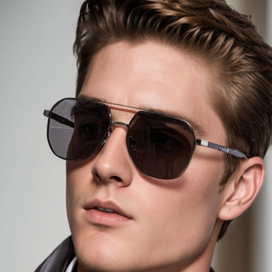 THE MEN THING Sunglasses 2114 STELLAR ANGLES -  Geometric Aviator Style - HD Polarised Sunglasses for Men - UV400 Protection, Stainless Steel Frame