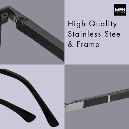 THE MEN THING Sunglasses 2114 STELLAR ANGLES -  Geometric Aviator Style - HD Polarised Sunglasses for Men - UV400 Protection, Stainless Steel Frame