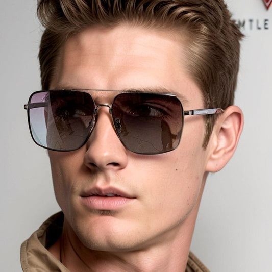 THE MEN THING Sunglasses 2121 SKYLINE LUXE -  Classic Square Aviator Style - HD Polarised Sunglasses for Men - UV400 Protection, Stainless Steel Frame