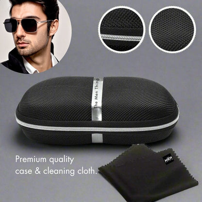 THE MEN THING Sunglasses 2124 BOLD HORIZON -  Rectangular Aviator  Style - HD Polarised Sunglasses for Men - UV400 Protection, Stainless Steel Frame