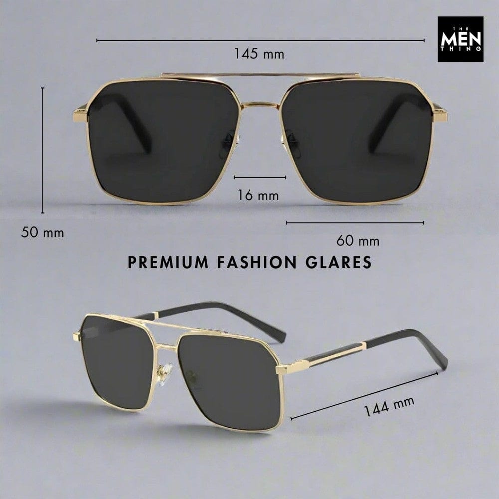 THE MEN THING Sunglasses 2124 BOLD HORIZON -  Rectangular Aviator  Style - HD Polarised Sunglasses for Men - UV400 Protection, Stainless Steel Frame