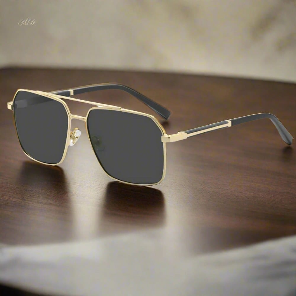 THE MEN THING Sunglasses 2124 BOLD HORIZON -  Rectangular Aviator  Style - HD Polarised Sunglasses for Men - UV400 Protection, Stainless Steel Frame