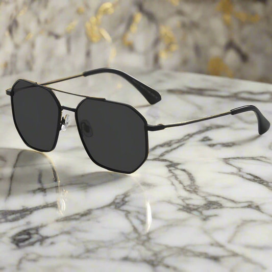 THE MEN THING Sunglasses 2131 - COSMIC FADE - HD Polarised Sunglasses for Men - UV400 Protection, Stainless Steel Frame - Black Grey