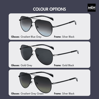 THE MEN THING Sunglasses 2139 - AERO SHADOW - HD Polarised Sunglasses for Men - UV400 Protection, Stainless Steel Frame - Gradual Blue Grey