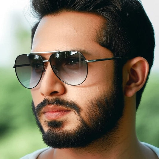 THE MEN THING Sunglasses 2139 - AERO SHADOW - HD Polarised Sunglasses for Men - UV400 Protection, Stainless Steel Frame - Gradual Blue Grey