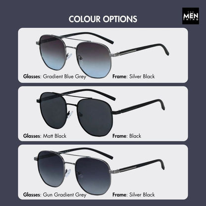 THE MEN THING Sunglasses 2141 - COBALT GLEAM - HD Polarised Sunglasses for Men - UV400 Protection, Stainless Steel Frame - Gradual Blue Grey