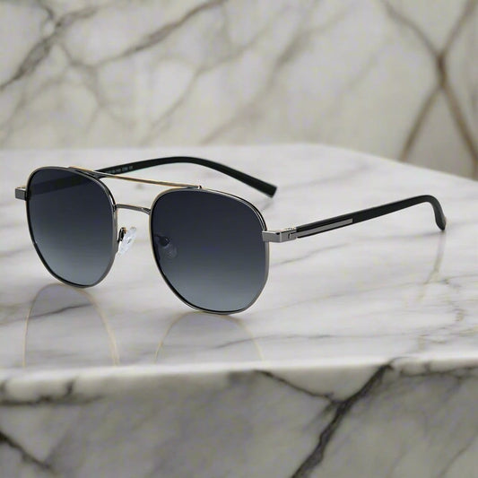 THE MEN THING Sunglasses 2141 - COBALT GLEAM - HD Polarised Sunglasses for Men - UV400 Protection, Stainless Steel Frame - Gun Gradual Grey