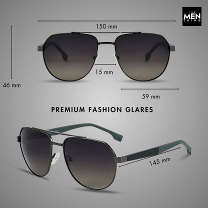 THE MEN THING Sunglasses 2148 - EBON OCTAGON - HD Polarised Sunglasses for Men - UV400 Protection, Stainless Steel Frame - Gradual Blue Grey