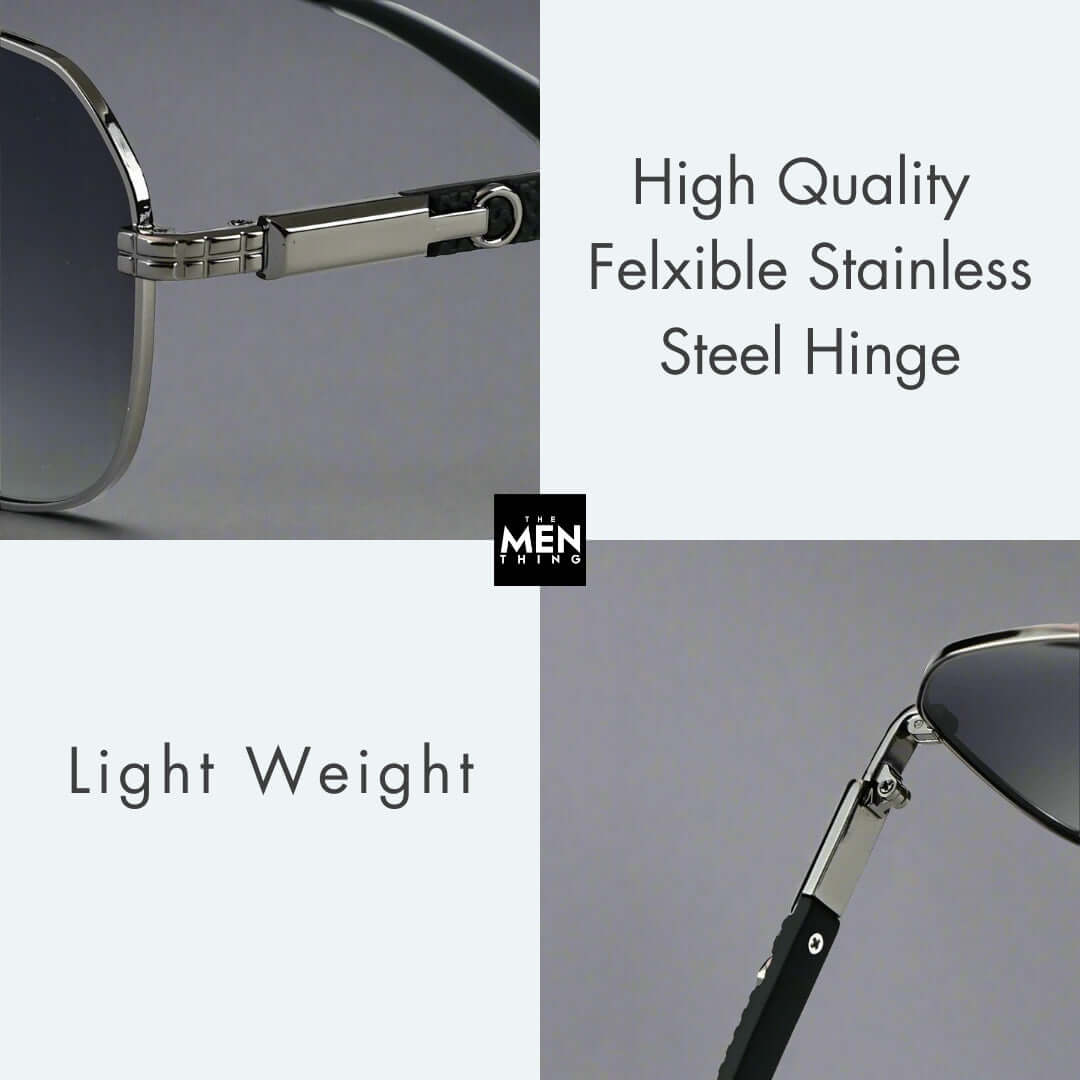 THE MEN THING Sunglasses 2150 TITAN EDGE -  Aviator Style - HD Polarised Sunglasses for Men - UV400 Protection, Stainless Steel Frame