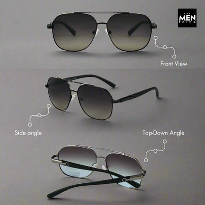 THE MEN THING Sunglasses 2150 TITAN EDGE -  Aviator Style - HD Polarised Sunglasses for Men - UV400 Protection, Stainless Steel Frame