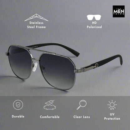 THE MEN THING Sunglasses 2150 TITAN EDGE -  Aviator Style - HD Polarised Sunglasses for Men - UV400 Protection, Stainless Steel Frame
