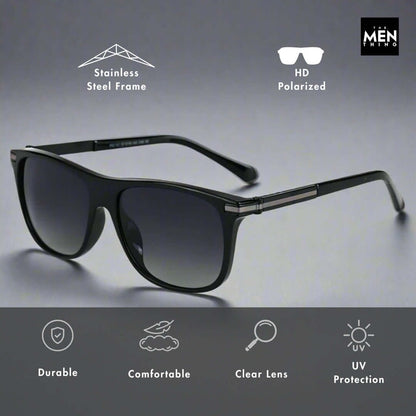 THE MEN THING Sunglasses 2161 METRO CLASSIC -  Wayfarer Style - HD Polarised Sunglasses for Men - UV400 Protection, Stainless Steel Frame