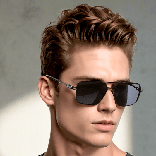 THE MEN THING Sunglasses 2164 HERITAGE - Square Aviator  Style - HD Polarised Sunglasses for Men - UV400 Protection, Stainless Steel Frame
