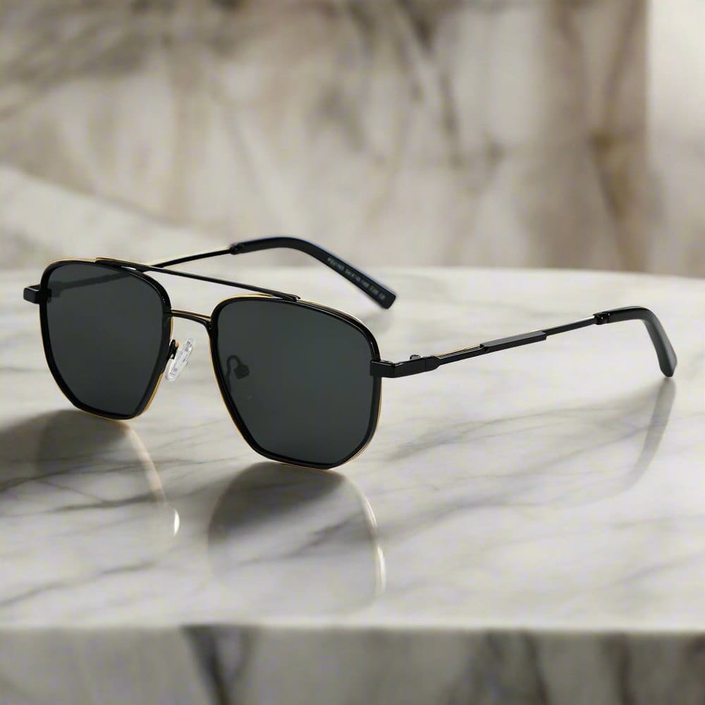 THE MEN THING Sunglasses 2165 - RAVEN VISION - HD Polarised Sunglasses for Men - UV400 Protection, Stainless Steel Frame - Black Grey