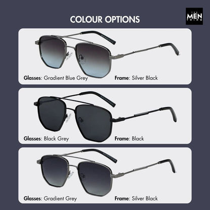 THE MEN THING Sunglasses 2165 - RAVEN VISION - HD Polarised Sunglasses for Men - UV400 Protection, Stainless Steel Frame - Gradient  Blue Grey