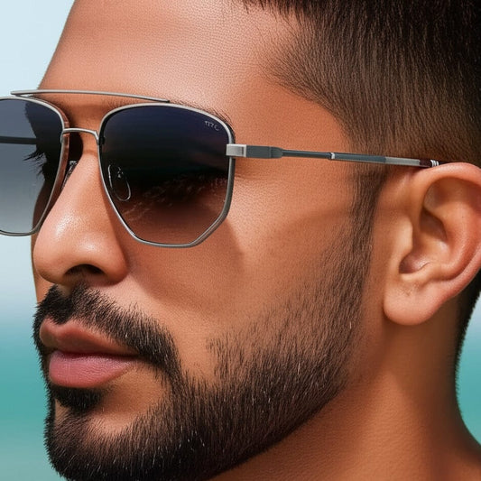 THE MEN THING Sunglasses 2165 - RAVEN VISION - HD Polarised Sunglasses for Men - UV400 Protection, Stainless Steel Frame - Gradient  Grey