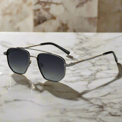 THE MEN THING Sunglasses 2165 - RAVEN VISION - HD Polarised Sunglasses for Men - UV400 Protection, Stainless Steel Frame - Gradient  Grey