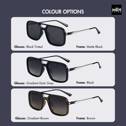 THE MEN THING Sunglasses 2169 URBAN ECLIPSE -  Oversized Square - HD Polarised Sunglasses for Men - UV400 Protection, Stainless Steel Frame