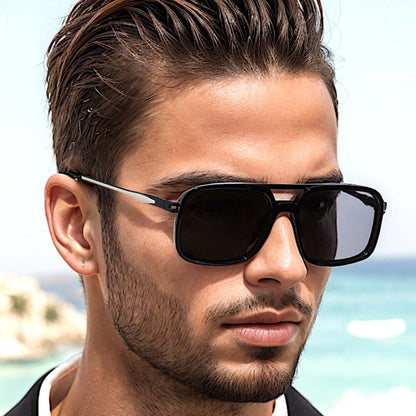 THE MEN THING Sunglasses 2169 URBAN ECLIPSE -  Oversized Square - HD Polarised Sunglasses for Men - UV400 Protection, Stainless Steel Frame