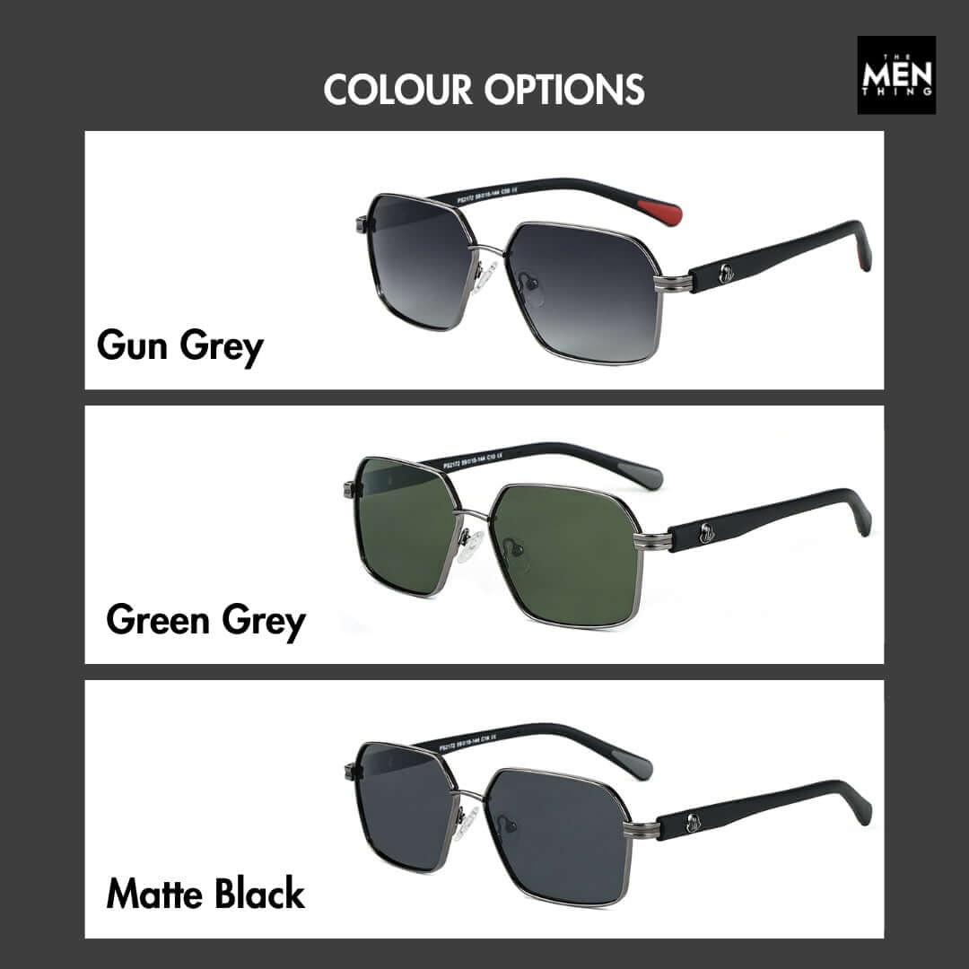 THE MEN THING Sunglasses 2172 HEX EDGE -  Geomatric Style - HD Polarised Sunglasses for Men - UV400 Protection, Stainless Steel Frame
