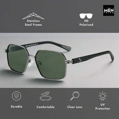 THE MEN THING Sunglasses 2172 HEX EDGE -  Geomatric Style - HD Polarised Sunglasses for Men - UV400 Protection, Stainless Steel Frame
