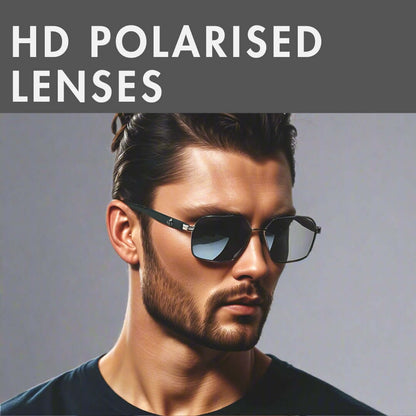 THE MEN THING Sunglasses 2172 HEX EDGE -  Geomatric Style - HD Polarised Sunglasses for Men - UV400 Protection, Stainless Steel Frame
