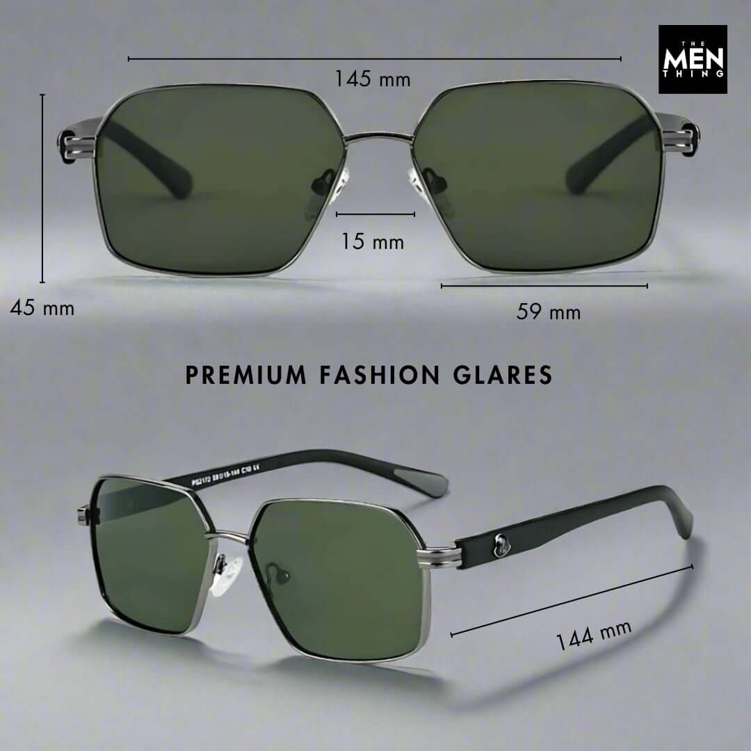 THE MEN THING Sunglasses 2172 HEX EDGE -  Geomatric Style - HD Polarised Sunglasses for Men - UV400 Protection, Stainless Steel Frame