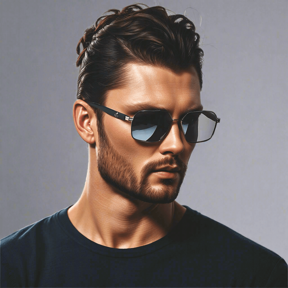 THE MEN THING Sunglasses 2172 HEX EDGE -  Geomatric Style - HD Polarised Sunglasses for Men - UV400 Protection, Stainless Steel Frame