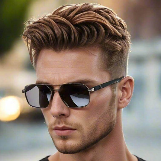 THE MEN THING Sunglasses 2172 HEX EDGE -  Geomatric Style - HD Polarised Sunglasses for Men - UV400 Protection, Stainless Steel Frame