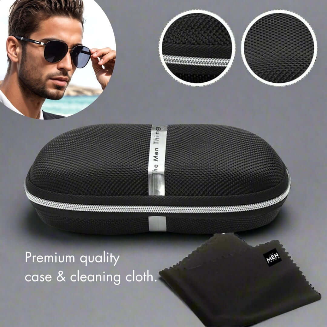 THE MEN THING Sunglasses 2173 STEALTH PILOT  -  Aviator Style - HD Polarised Sunglasses for Men - UV400 Protection, Stainless Steel Frame