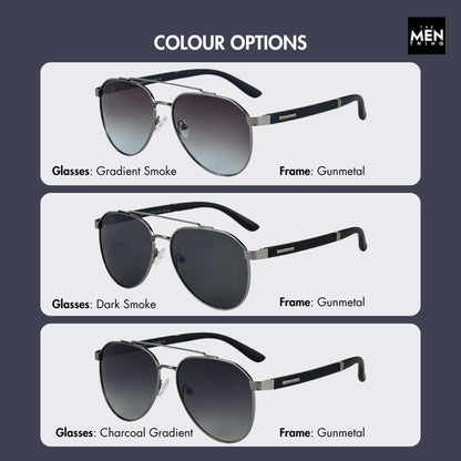 THE MEN THING Sunglasses 2173 STEALTH PILOT  -  Aviator Style - HD Polarised Sunglasses for Men - UV400 Protection, Stainless Steel Frame