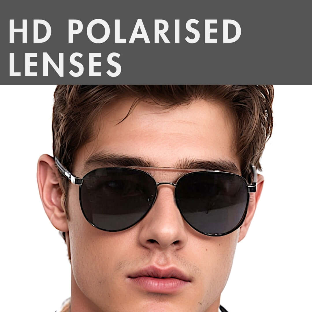 THE MEN THING Sunglasses 2173 STEALTH PILOT  -  Aviator Style - HD Polarised Sunglasses for Men - UV400 Protection, Stainless Steel Frame