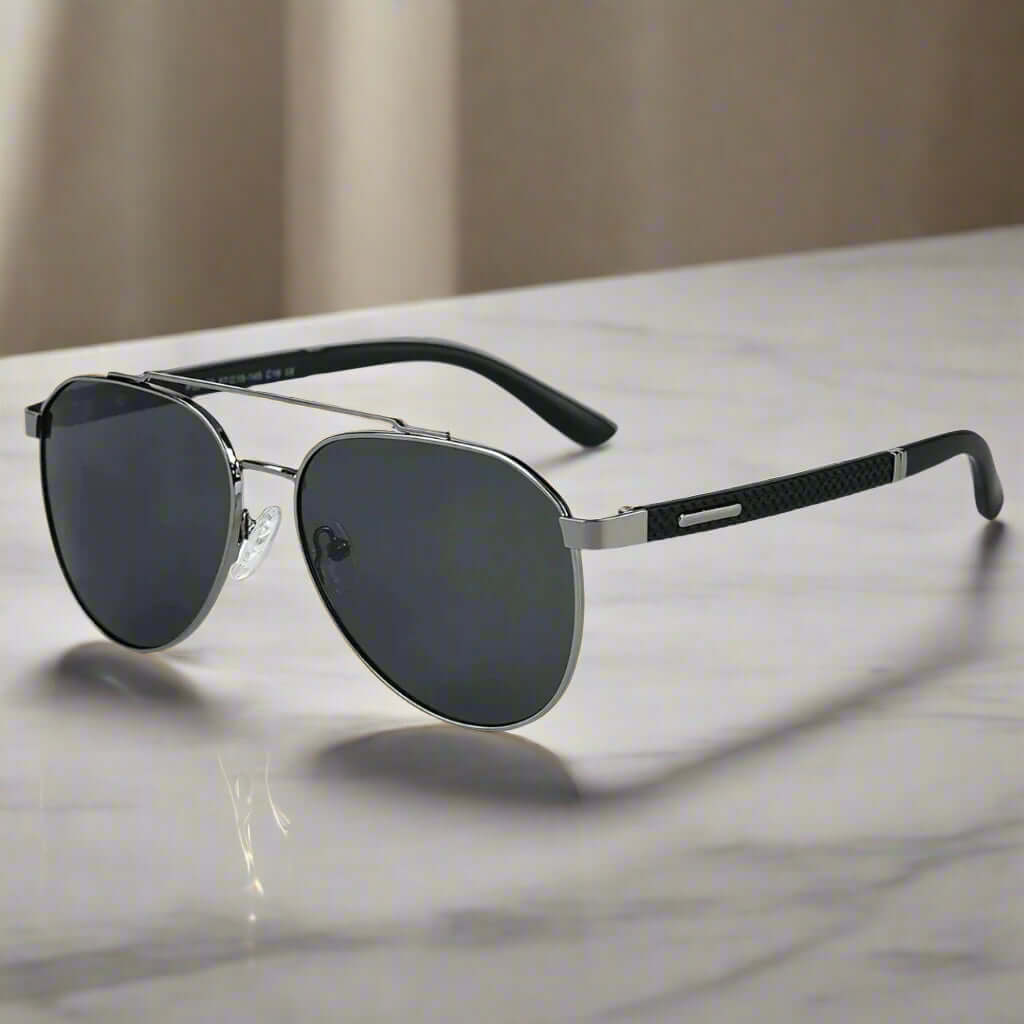 THE MEN THING Sunglasses 2173 STEALTH PILOT  -  Aviator Style - HD Polarised Sunglasses for Men - UV400 Protection, Stainless Steel Frame