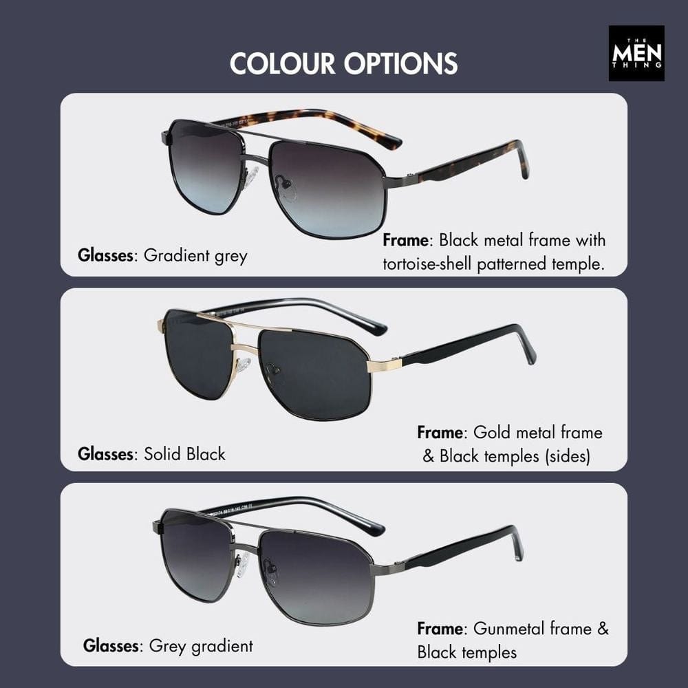 THE MEN THING Sunglasses 2174 ECLIPSE EDGE -   Square Aviator Style - HD Polarised Sunglasses for Men - UV400 Protection, Stainless Steel Frame