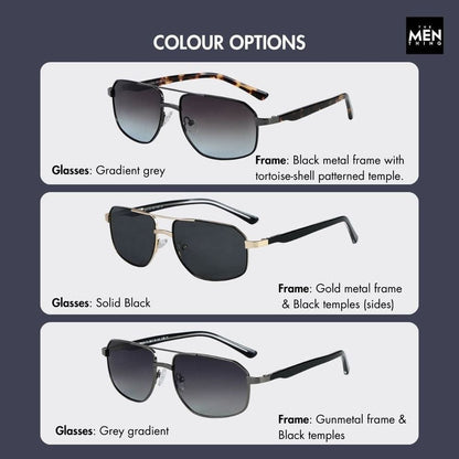 THE MEN THING Sunglasses 2174 ECLIPSE EDGE -   Square Aviator Style - HD Polarised Sunglasses for Men - UV400 Protection, Stainless Steel Frame