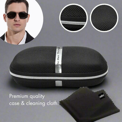 THE MEN THING Sunglasses 2174 ECLIPSE EDGE -   Square Aviator Style - HD Polarised Sunglasses for Men - UV400 Protection, Stainless Steel Frame