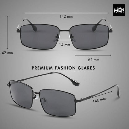 THE MEN THING Sunglasses 3295 - OBLIVION EDGE- HD Polarised Sunglasses for Men - UV400 Protection, Stainless Steel Frame - Black Lens